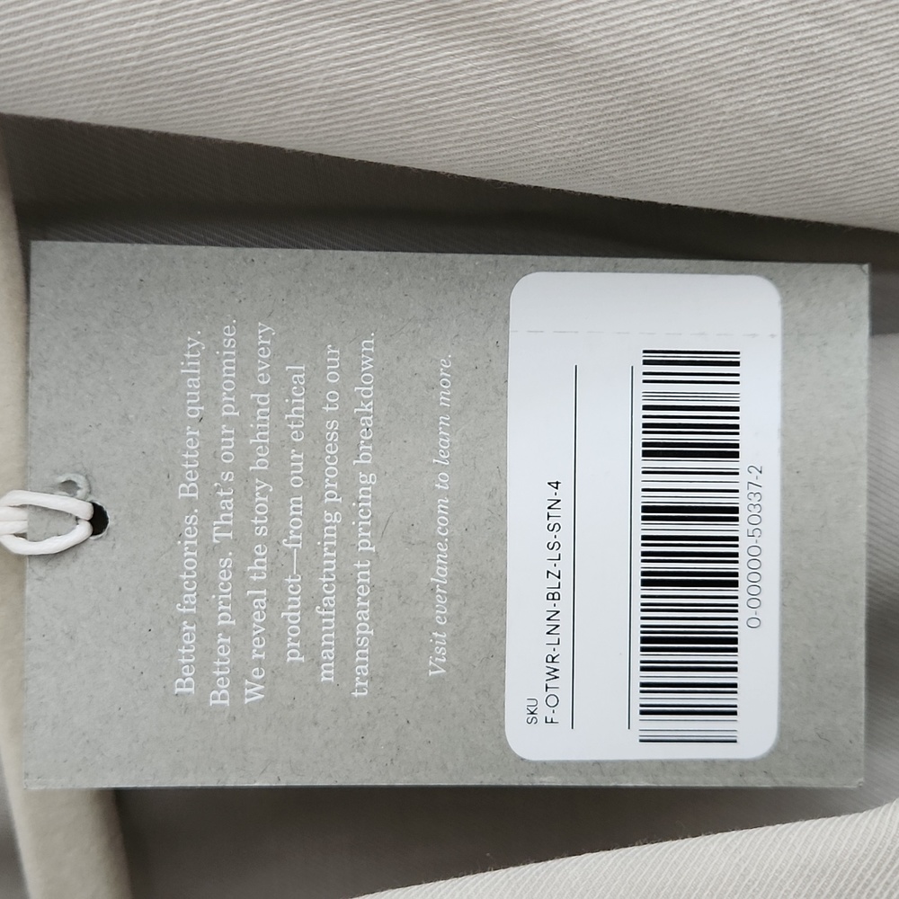 NWT Everlane Linen Blazer size 4 - Picture 3 of 9